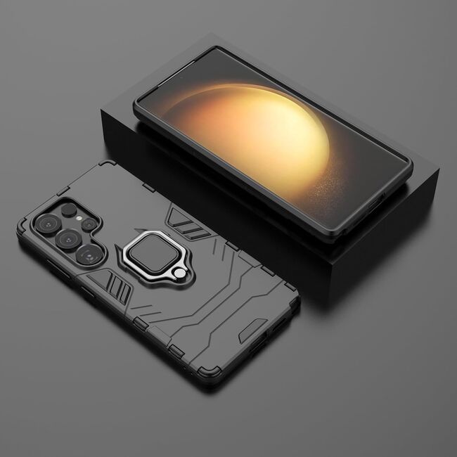 Husa pentru  Samsung Galaxy S25 Ultra cu inel Ring Armor Kickstand Tough, Negru