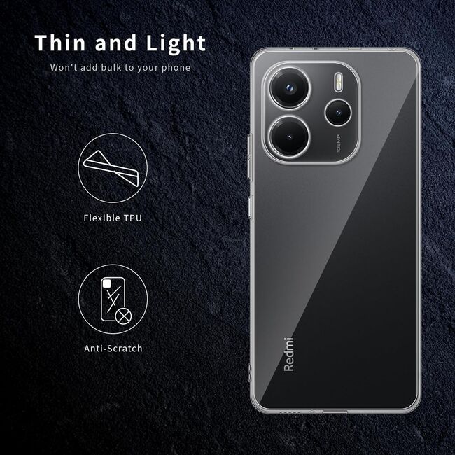 Husa pentru  Xiaomi Redmi Note 14 4G, Anti-Shock 1.5mm, cu protectie lentile, Transparent