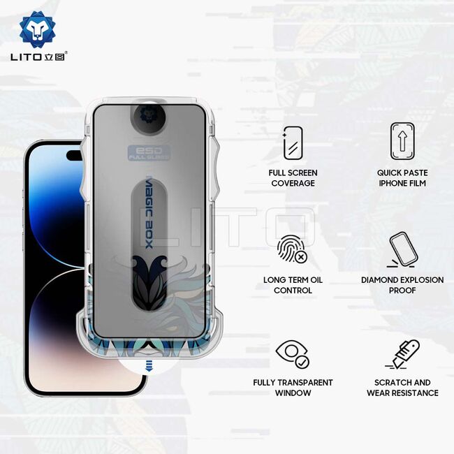 Folie sticla iPhone 16 Pro Max Lito Magic Glass Box D+ Tools, privacy