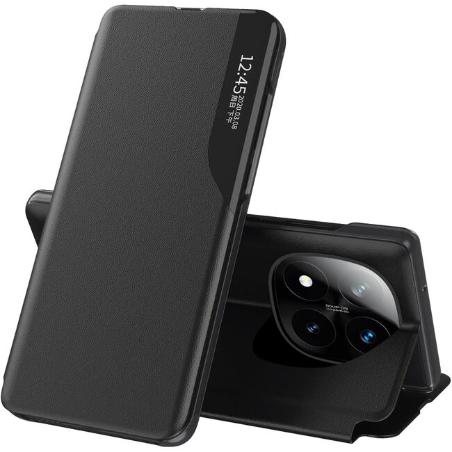 Husa pentru  Xiaomi Redmi Note 14 Pro 5G tip carte, Smart View, Negru