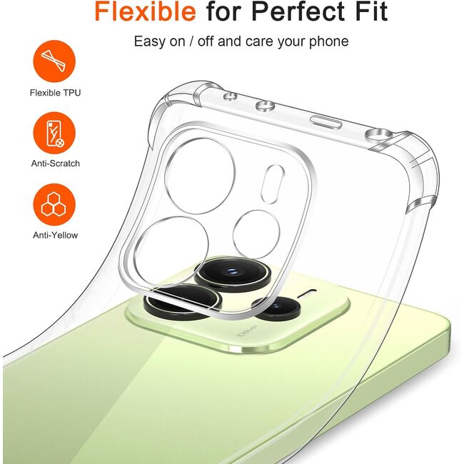 Husa pentru Xiaomi Redmi Note 14 4G Anti-Shock 1.5 mm, reinforced 4 corners, clear