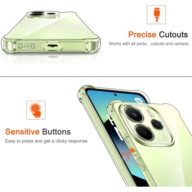 Husa pentru Xiaomi Redmi Note 14 4G Anti-Shock 1.5 mm, reinforced 4 corners, clear