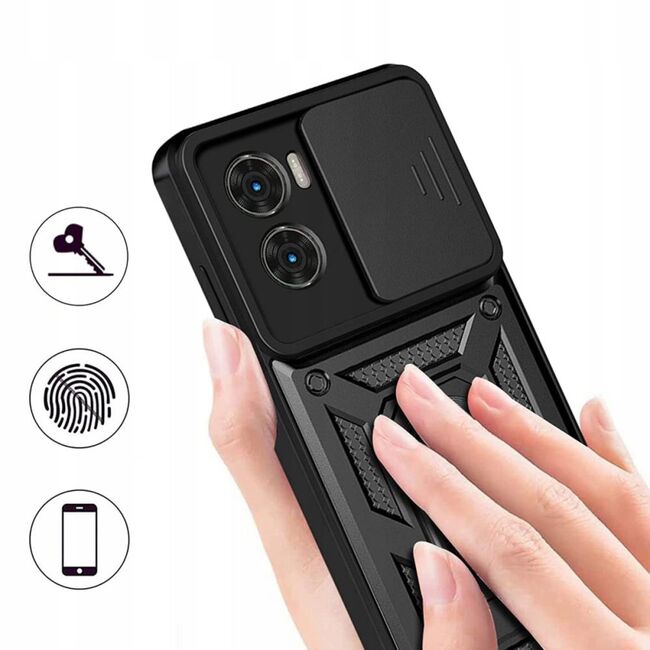Husa pentru  Poco X7 Pro Ring Armor Kickstand Tough Rugged Cover cu protectie camera, Negru