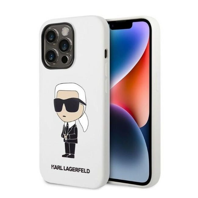 Husa premium pentru  iPhone 14 Pro Max Karl Lagerfeld superior quality - Alb
