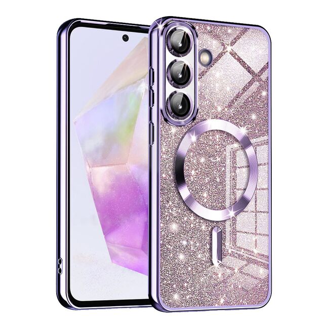 Husa pentru  Samsung Galaxy A36 cu MagSafe Sparkle Glare Detachable Layer, cu protectie lentile - Lavanda