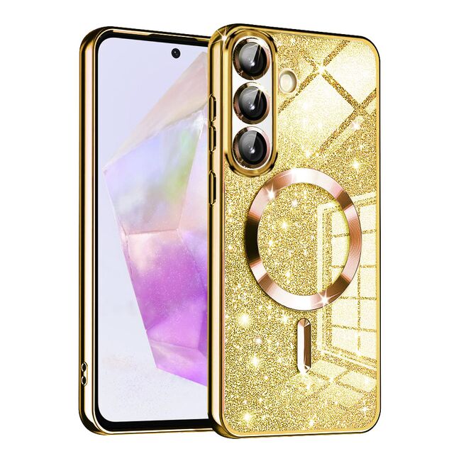 Husa pentru  Samsung Galaxy A36 cu MagSafe Sparkle Glare Detachable Layer, cu protectie lentile - Auriu