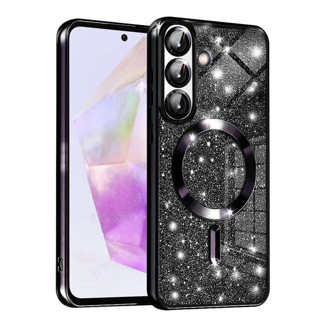 Husa pentru  Samsung Galaxy A36 cu MagSafe Sparkle Glare Detachable Layer, cu protectie lentile - Negru