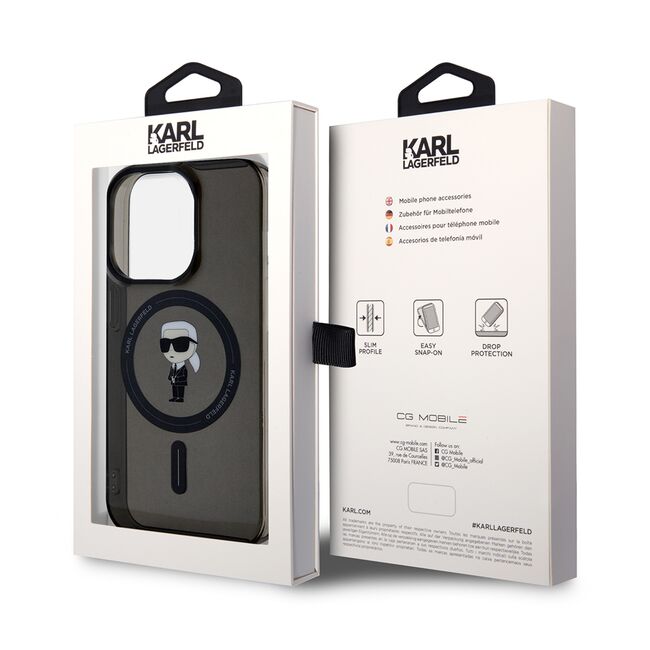 Husa premium pentru  iPhone 14 Pro Max Karl Lagerfeld compatibila Magsafe - Negru denim