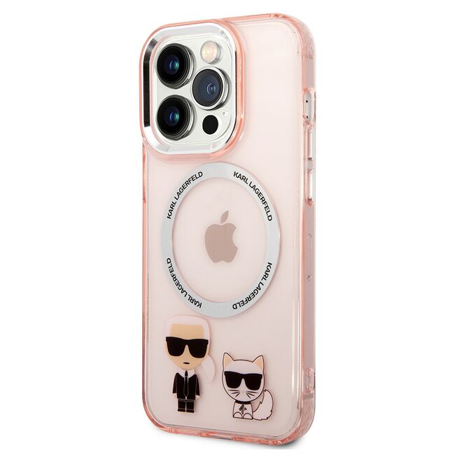 Husa premium pentru  iPhone 14 Pro Max Karl Lagerfeld compatibila Magsafe - Roz neon