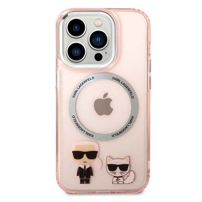 Husa premium pentru  iPhone 14 Pro Max Karl Lagerfeld compatibila Magsafe - Roz neon