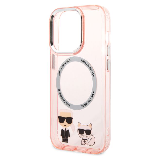Husa premium pentru  iPhone 14 Pro Max Karl Lagerfeld compatibila Magsafe - Roz neon