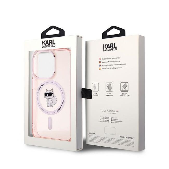 Husa premium pentru  iPhone 14 Pro Max Karl Lagerfeld compatibila Magsafe - Roz