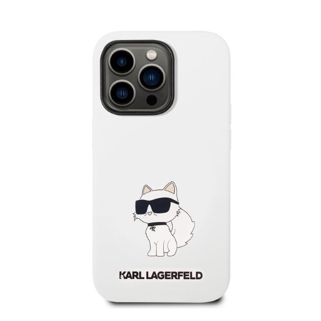 Husa premium pentru  iPhone 14 Pro Max Karl Lagerfeld superior quality - Alb mat