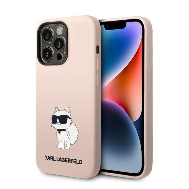 Husa premium pentru  iPhone 14 Pro Max Karl Lagerfeld superior quality - Roz neon