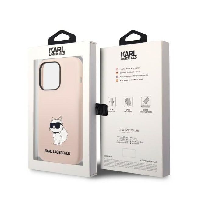 Husa premium pentru  iPhone 14 Pro Max Karl Lagerfeld superior quality - Roz neon