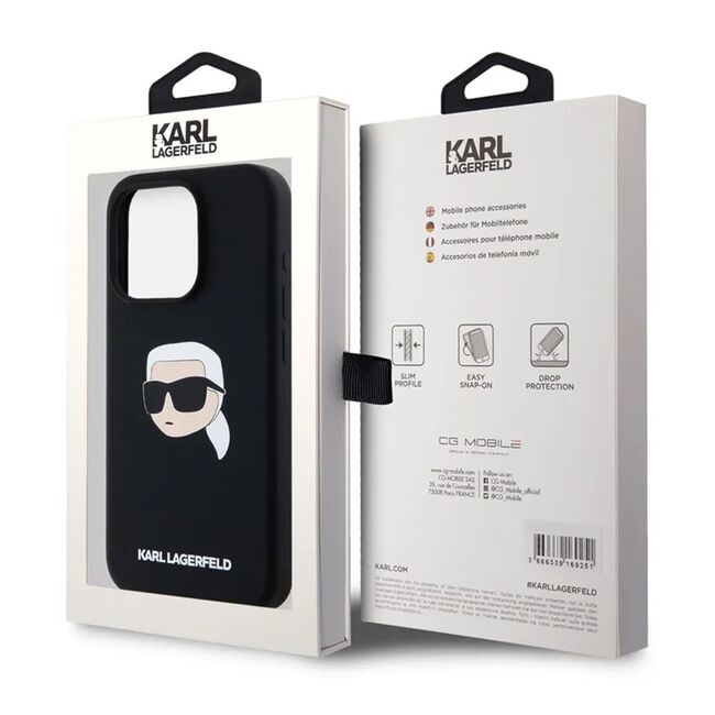 Husa premium pentru  iPhone 15 Karl Lagerfeld compatibila Magsafe - Negru