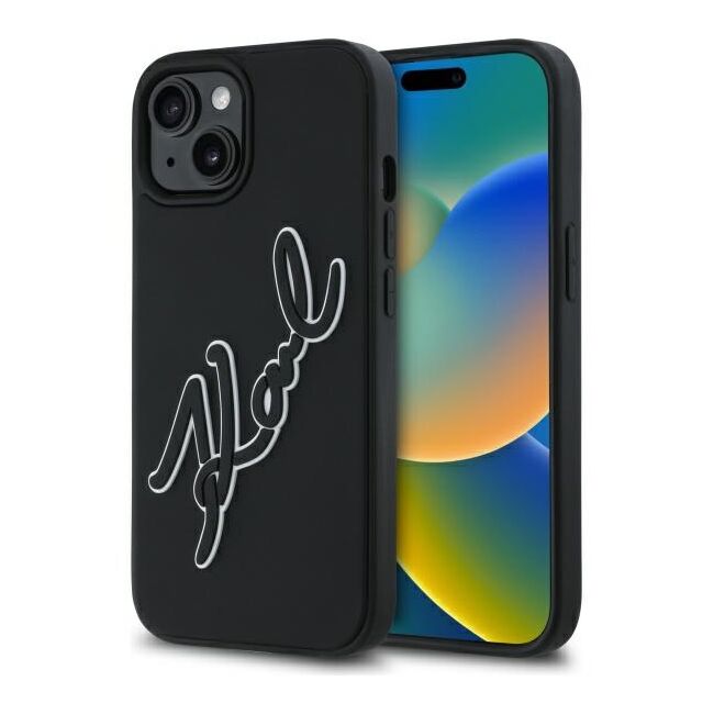 Husa premium pentru  iPhone 15 Karl Lagerfeld superior quality - Negru denim