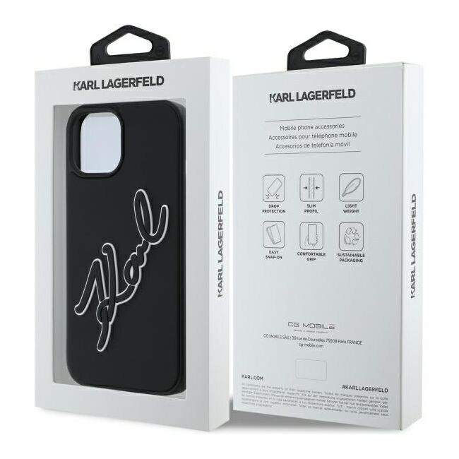 Husa premium pentru  iPhone 15 Karl Lagerfeld superior quality - Negru denim