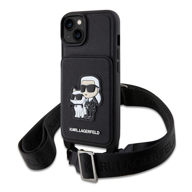 Husa premium pentru  iPhone 15 Karl Lagerfeld superior quality - Negru royal