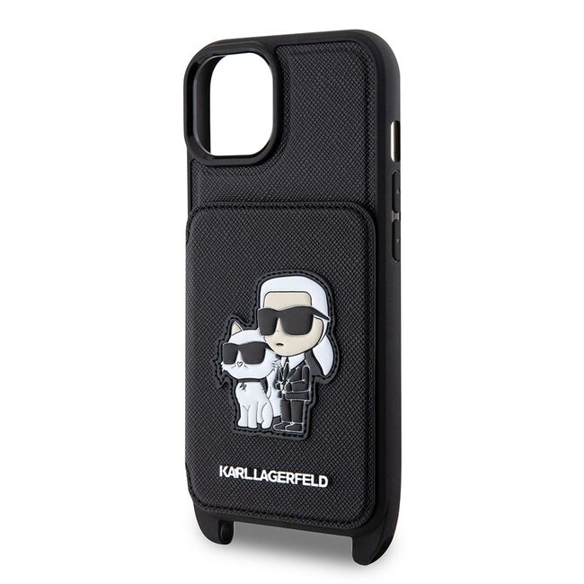 Husa premium pentru  iPhone 15 Karl Lagerfeld superior quality - Negru royal