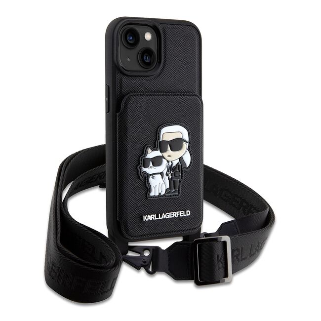 Husa premium pentru  iPhone 15 Karl Lagerfeld superior quality - Negru royal
