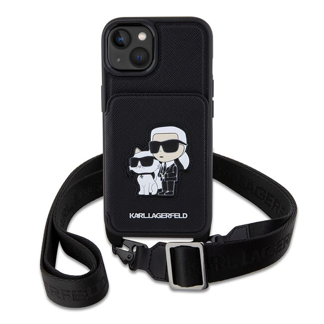 Husa premium pentru  iPhone 15 Karl Lagerfeld superior quality - Negru royal