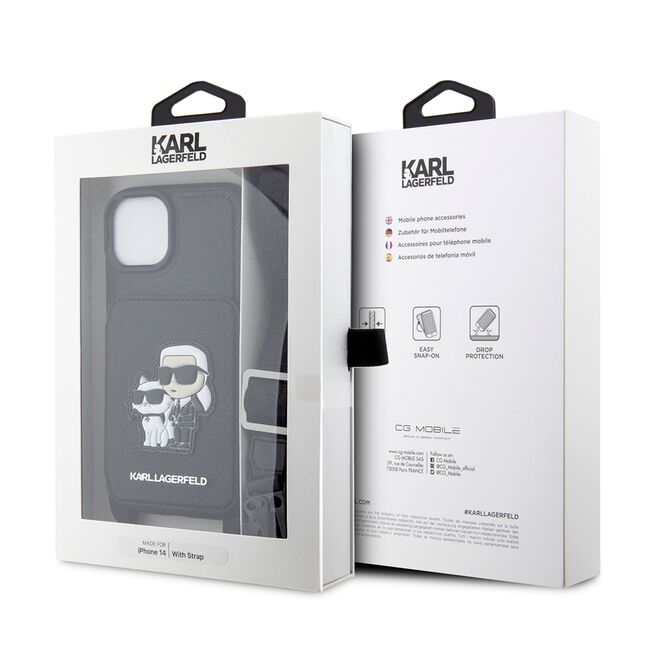 Husa premium pentru  iPhone 15 Karl Lagerfeld superior quality - Negru royal