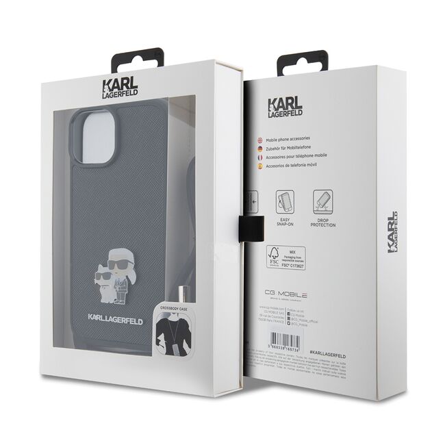 Husa premium pentru  iPhone 15 Plus Karl Lagerfeld superior quality - Negru