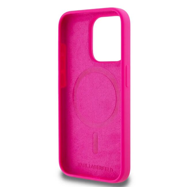 Husa premium pentru  iPhone 15 Pro Max Karl Lagerfeld compatibila Magsafe - Fucsia