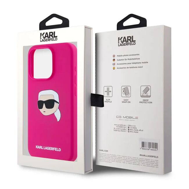 Husa premium pentru  iPhone 15 Pro Max Karl Lagerfeld compatibila Magsafe - Fucsia