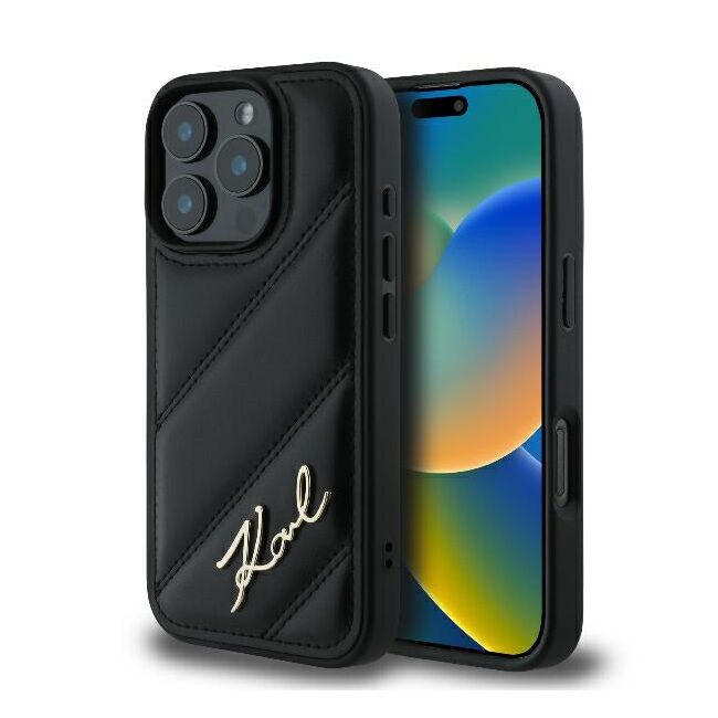 Husa premium pentru  iPhone 16 Pro Karl Lagerfeld superior quality - Negru denim