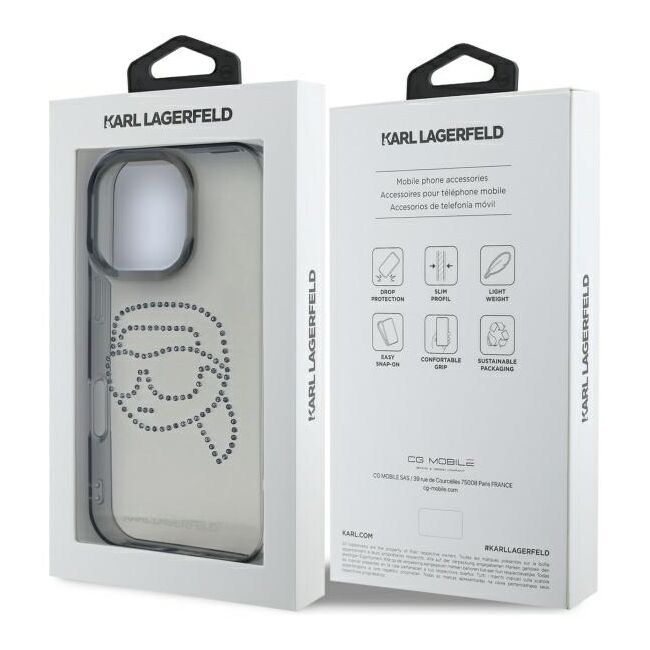 Husa premium pentru  iPhone 16 Pro Max Karl Lagerfeld superior quality - Gri