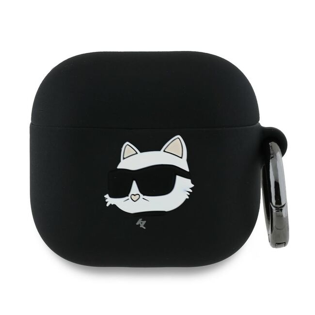 Huse de protectie pentru  AirPods 4, Thin & Smooth, din silicon, compatibila cu incarare wireless, cu breloc carabina - Negru royal