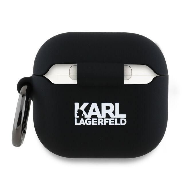 Huse de protectie pentru  AirPods 4, Thin & Smooth, din silicon, compatibila cu incarare wireless, cu breloc carabina - Negru royal