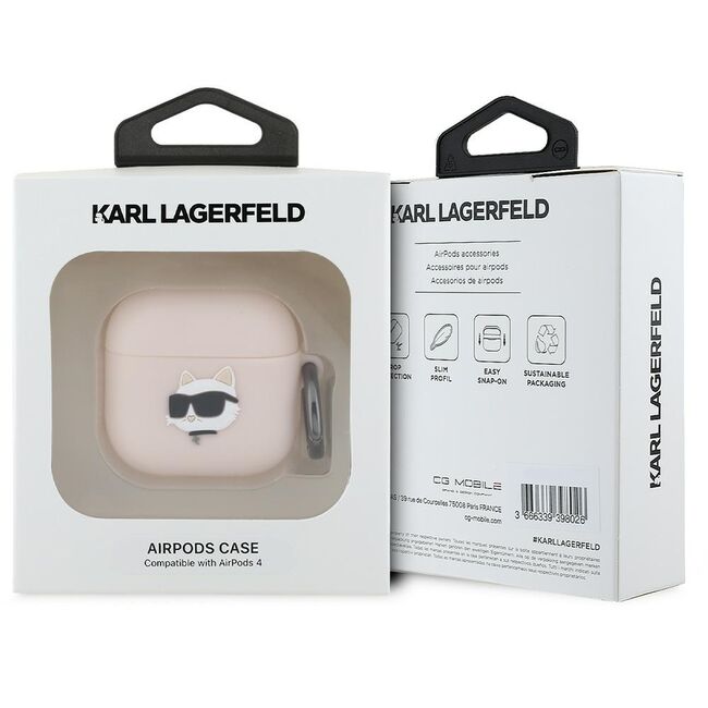 Huse de protectie pentru  AirPods 4, Thin & Smooth, din silicon, compatibila cu incarare wireless, cu breloc carabina - Roz