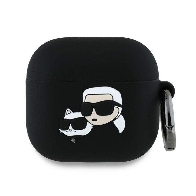 Huse de protectie pentru  AirPods 4, Thin & Smooth, din silicon, compatibila cu incarare wireless, cu breloc carabina - Negru