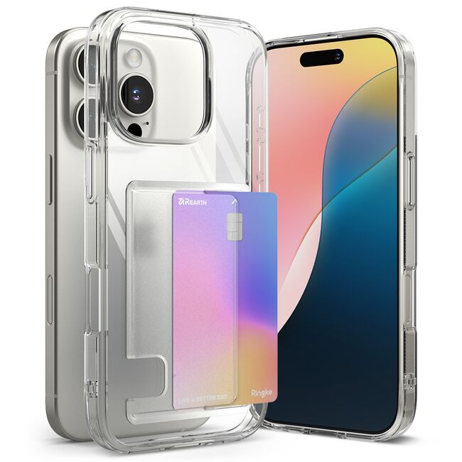 Husa pentru  iPhone 16 Pro Max Ringke Fusion card pocket - Transparent