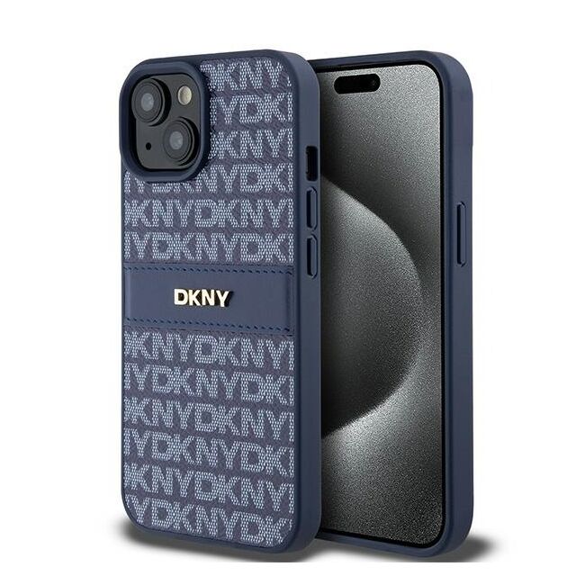 Husa premium pentru  iPhone 15 DKNY Pattern Energy - Albastru