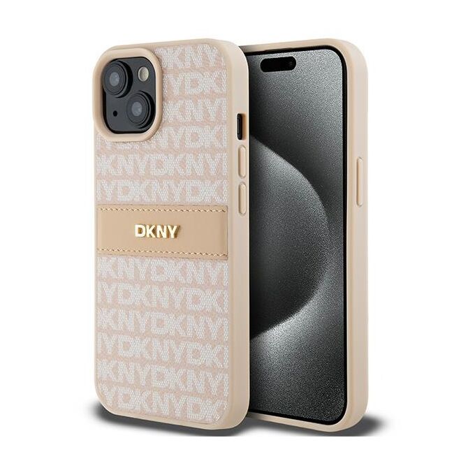 Husa premium pentru  iPhone 15 DKNY Pattern Energy - Crem