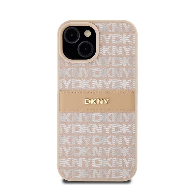 Husa premium pentru  iPhone 15 DKNY Pattern Energy - Crem