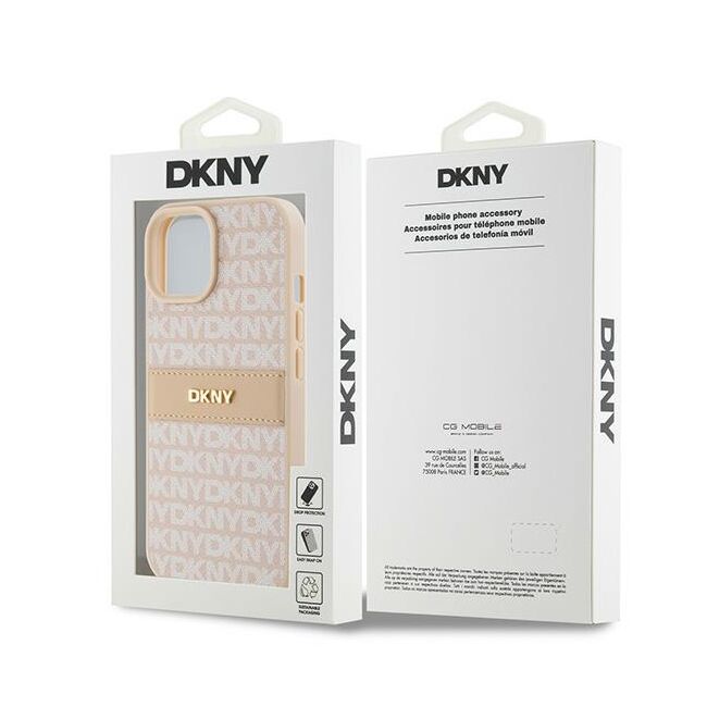 Husa premium pentru  iPhone 15 DKNY Pattern Energy - Crem