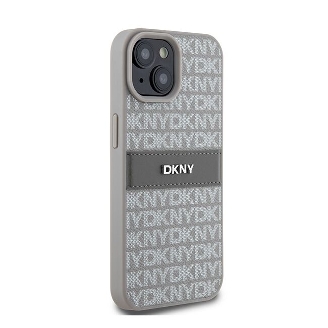 Husa premium pentru  iPhone 15 DKNY Pattern Energy - Gri deschis