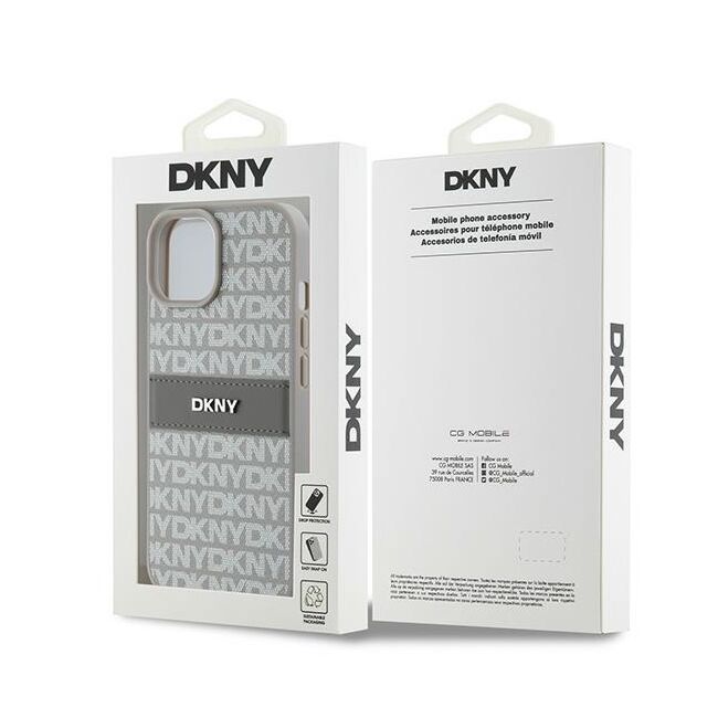 Husa premium pentru  iPhone 15 DKNY Pattern Energy - Gri deschis