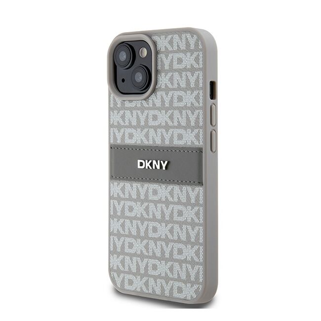 Husa premium pentru  iPhone 15 DKNY Pattern Energy - Gri deschis
