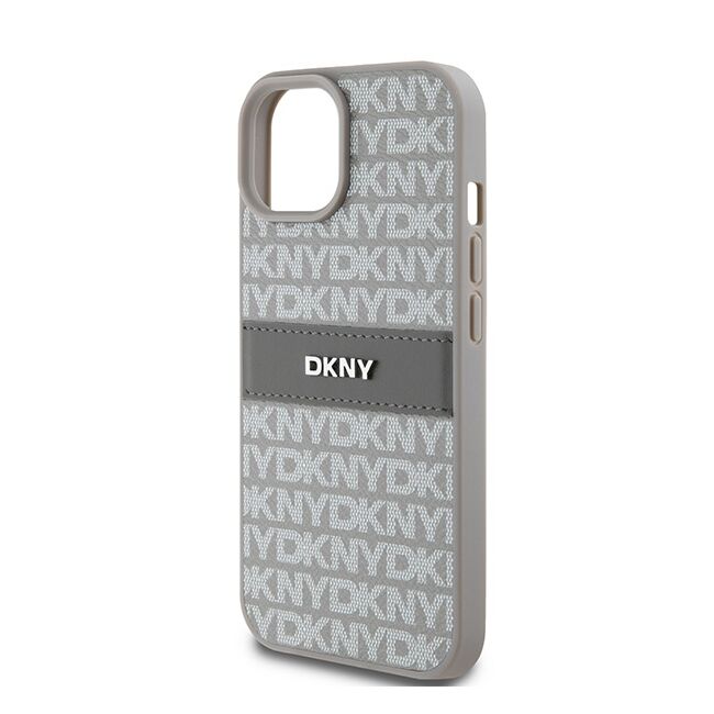 Husa premium pentru  iPhone 15 DKNY Pattern Energy - Gri deschis