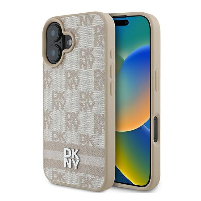 Husa premium pentru  iPhone 16 DKNY Pattern Energy - Bej