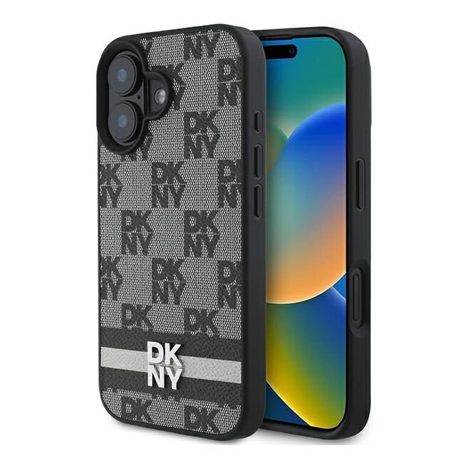 Husa premium pentru  iPhone 16 DKNY Pattern Energy - Gri inchis