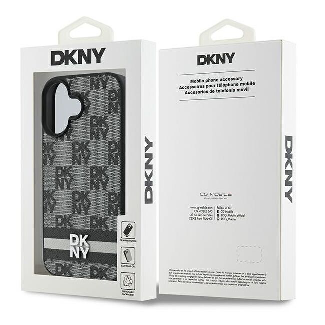 Husa premium pentru  iPhone 16 DKNY Pattern Energy - Gri inchis