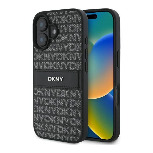 Husa premium pentru  iPhone 16 DKNY Pattern Energy - Gri