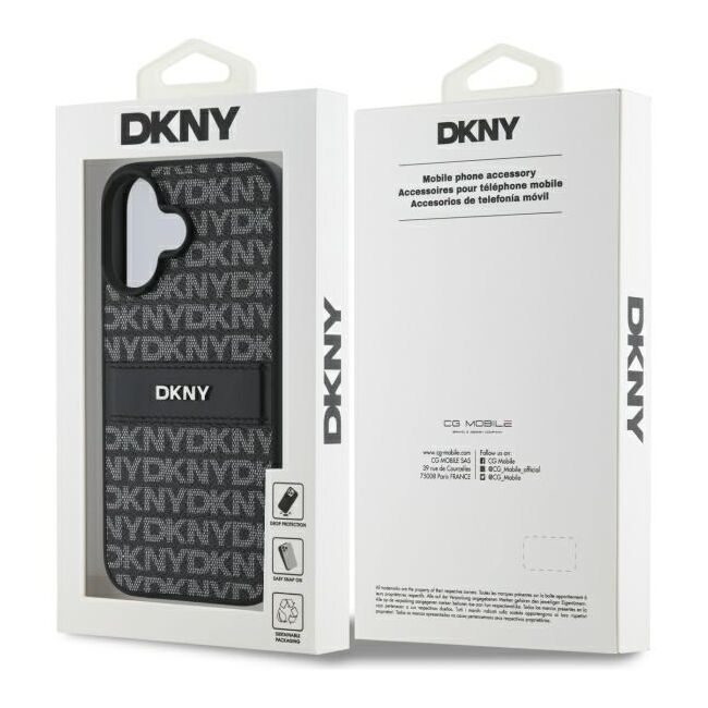 Husa premium pentru  iPhone 16 DKNY Pattern Energy - Gri